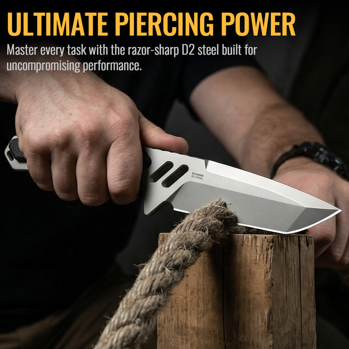 NedFoss BULWARK 3.2" D2 Steel Blade Tanto EDC Fixed Blade Knife with G10 Handle, Kydex Sheath, Belt Clip