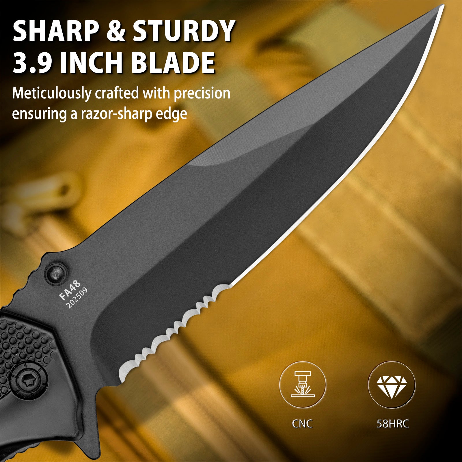 NedFoss FA48 Pocket Knife, 5-in-1 Multitool Folding Knife with