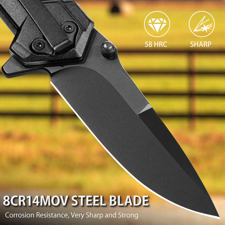 Nedfoss AK10 Tactical Pocket Folding Knife, 4 in 1 EDC Knife,3.6" 8CR14MOV Blade