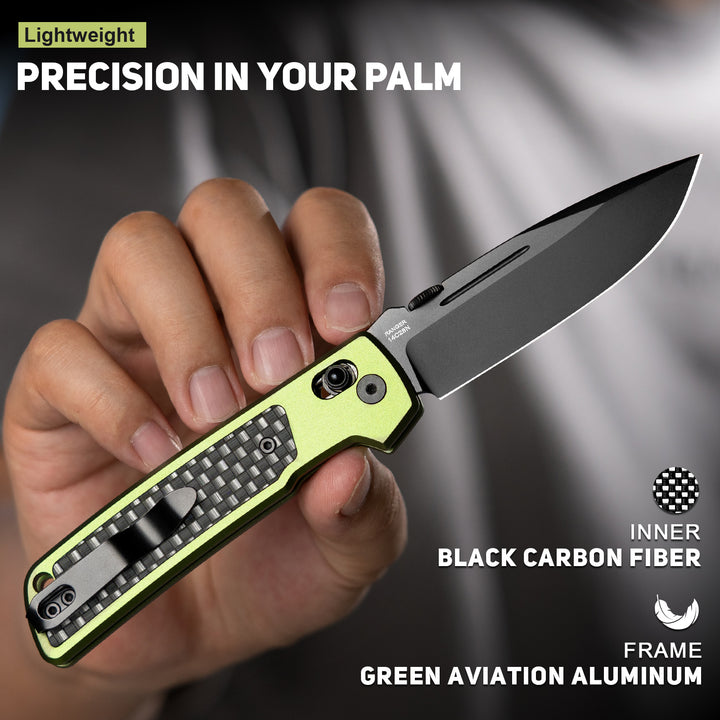 NedFoss RANGER 3.4" 14C28N Steel Folding Pocket  EDC Knife with Lightweight Aviation Aluminum Handle ，Reversible Deep Pocket Clip