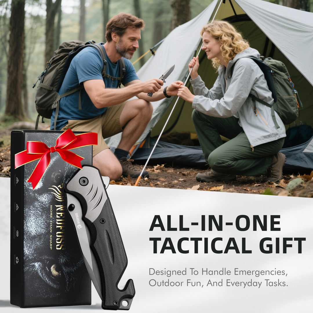 NedFoss FA49N Pro EDC Pocket Knife  4-in-1 Tactical Multitool Folding Knife with Glass Breaker, Seat Belt Cutter & Bottle Opener