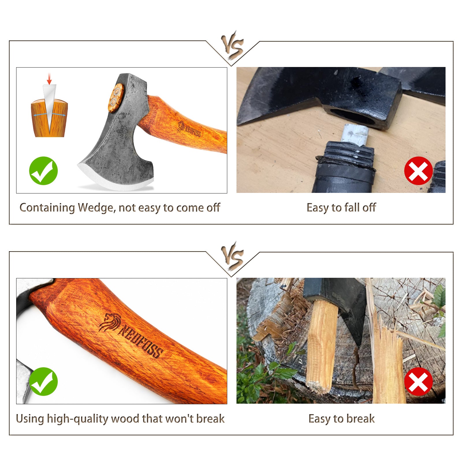 Camping Hatchet Axe, Viking Axe with Steel Wedge, Hand Forged