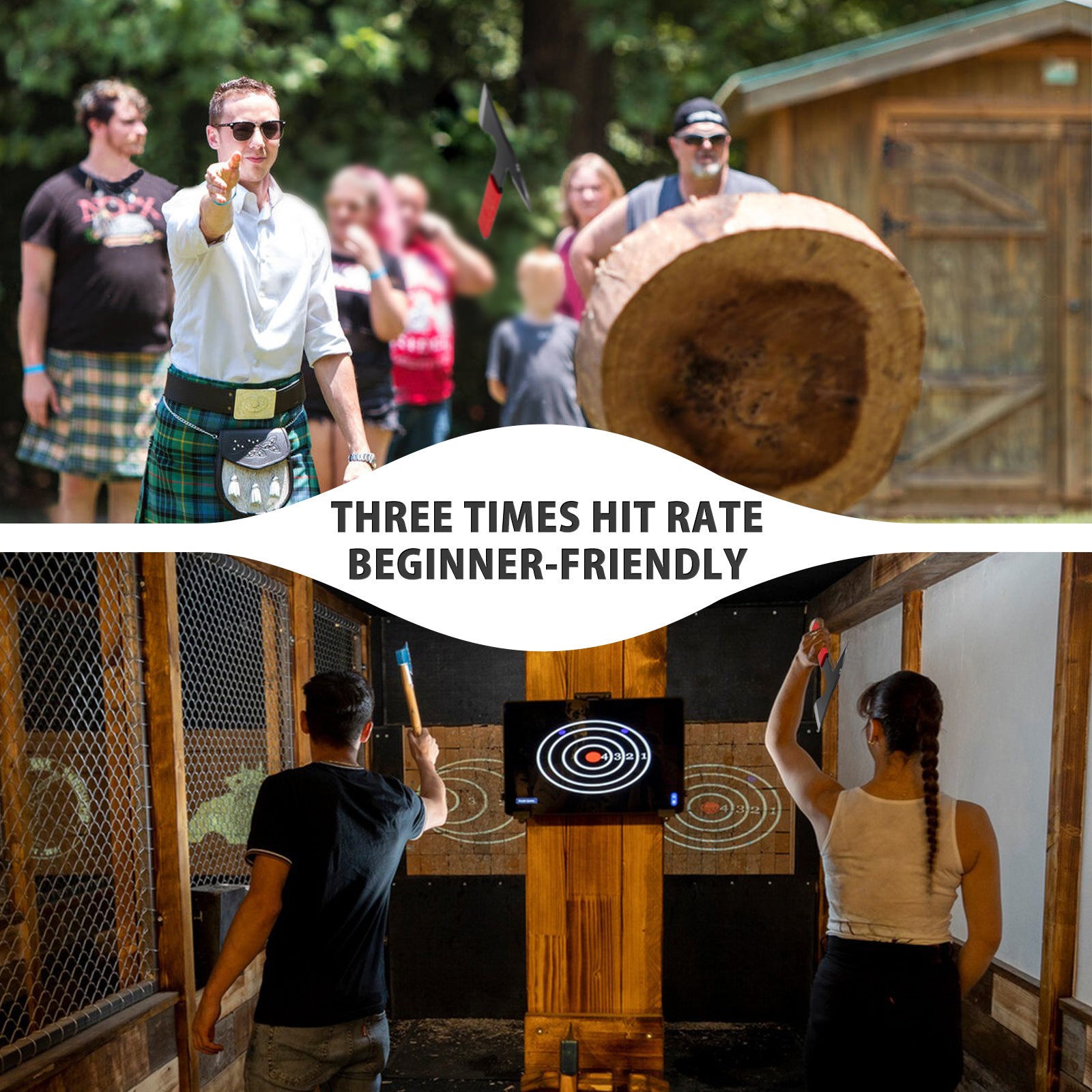 NedFoss Hawk Pack of 3 Throwing Axes Set with TPR Rubber Handle