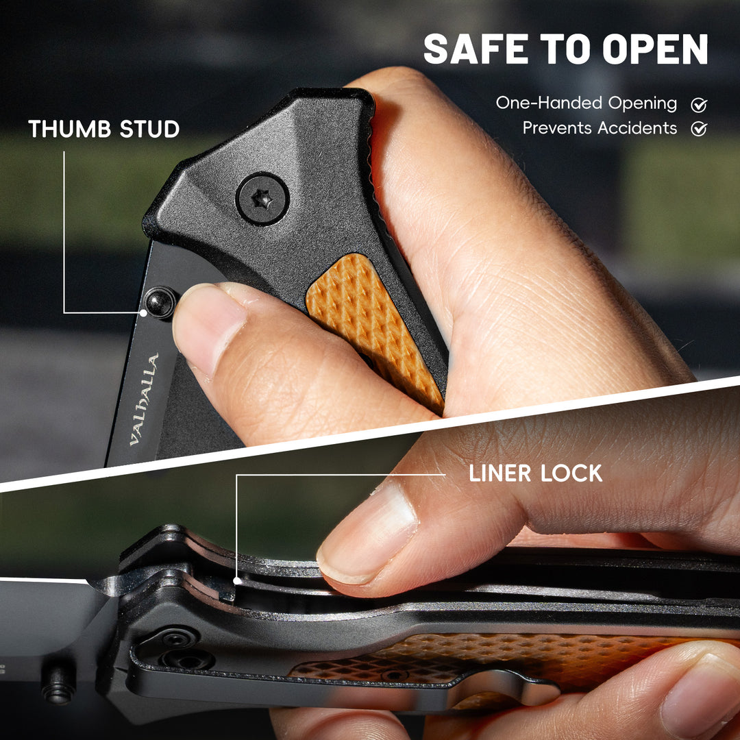 VALHALLA Soldier Tactical Pocket Knife, 3.7'' Pocket Folding Knife with Aluminum G10 Handle, Pocket Knife For Men, Liner Lock, Cool EDC Knives, Gift for men