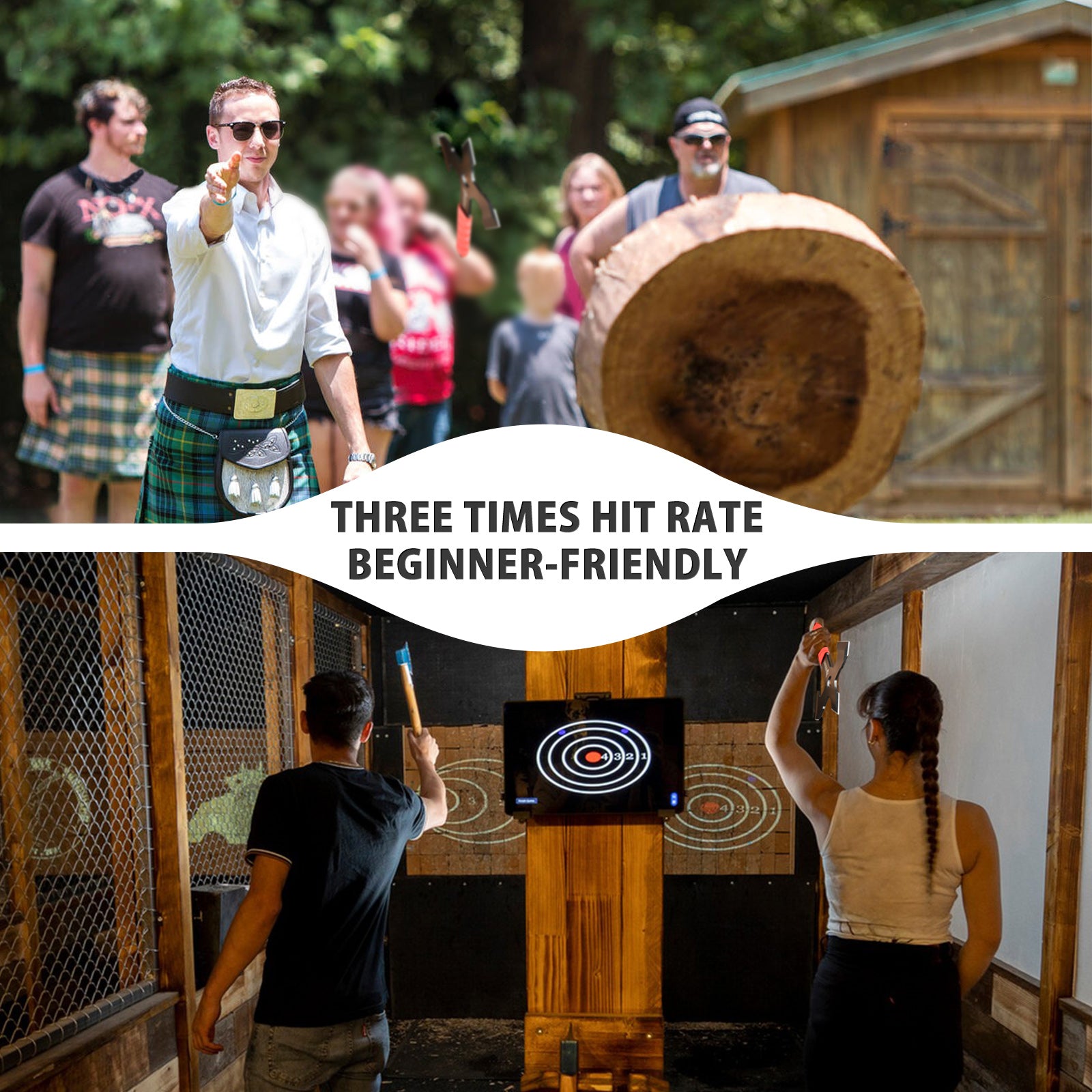 Ares Throwing Axes Pack of 3, Full Tang Blade, TPR Rubber Handle
