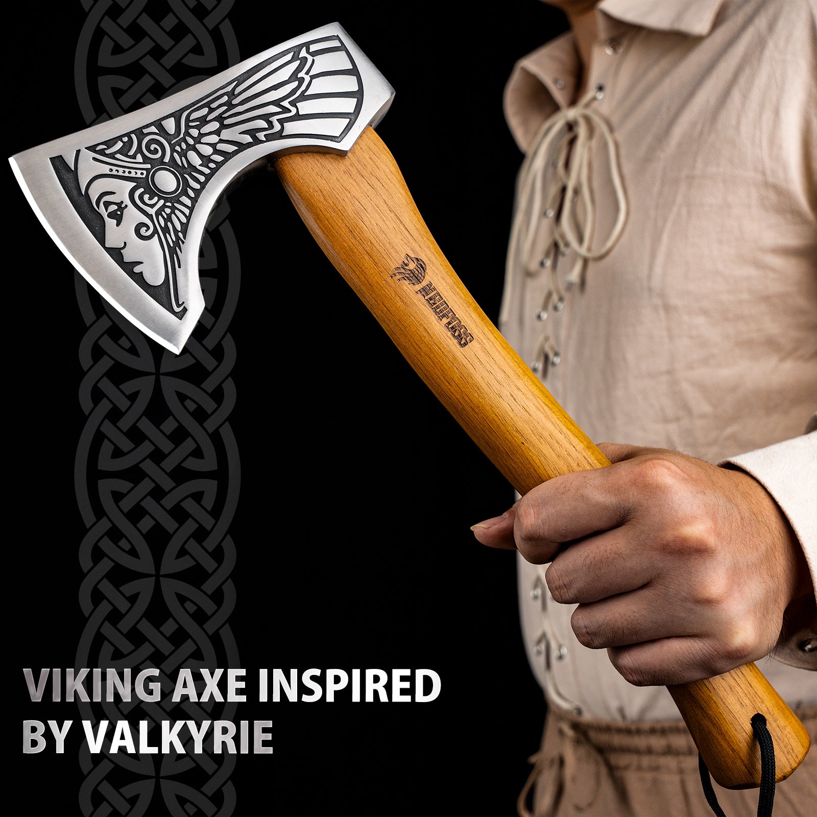 Nedfoss Valkyrie Viking Axe, Bearded Axe, with Leather Sheath and