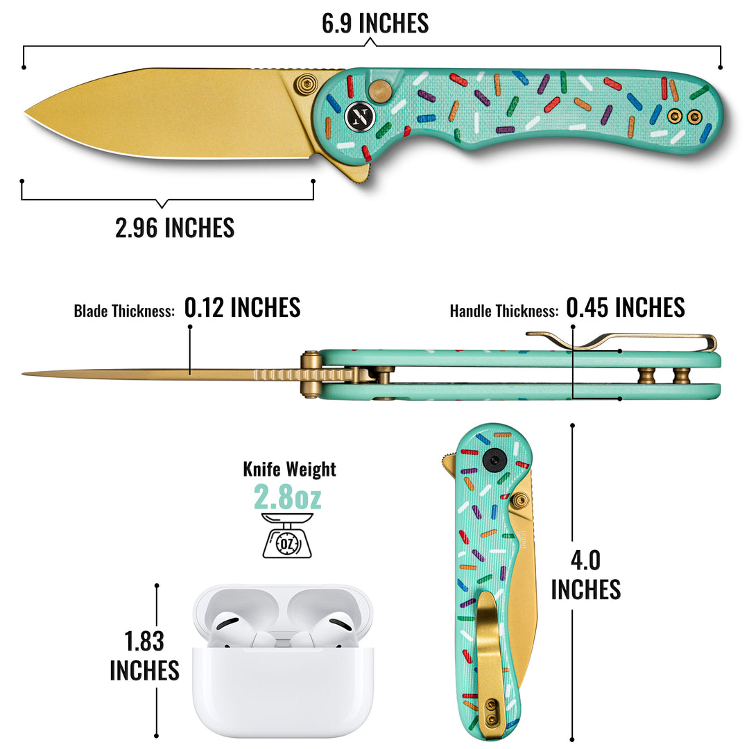 NedFoss DONUT 2.96" 14C28N Steel Blade Pink EDC Pocket Knife with Button Lock
