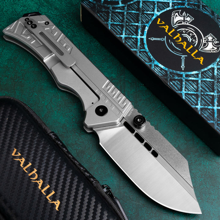 VALHALLA LORD Large Tactical Folding Knife , 3.6'' D2 Steel Blade, Frame Lock