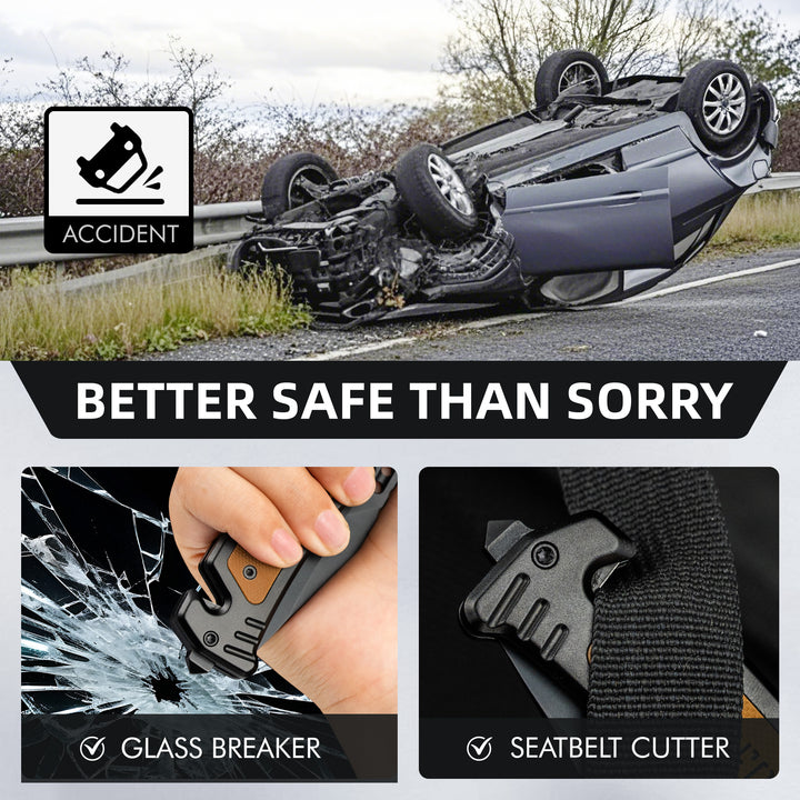 NedFoss NF17 3 in 1 Pocket Folding Knife with Liner-Lock Belt Clip, Seat Belt Cutter and Glass Breaker