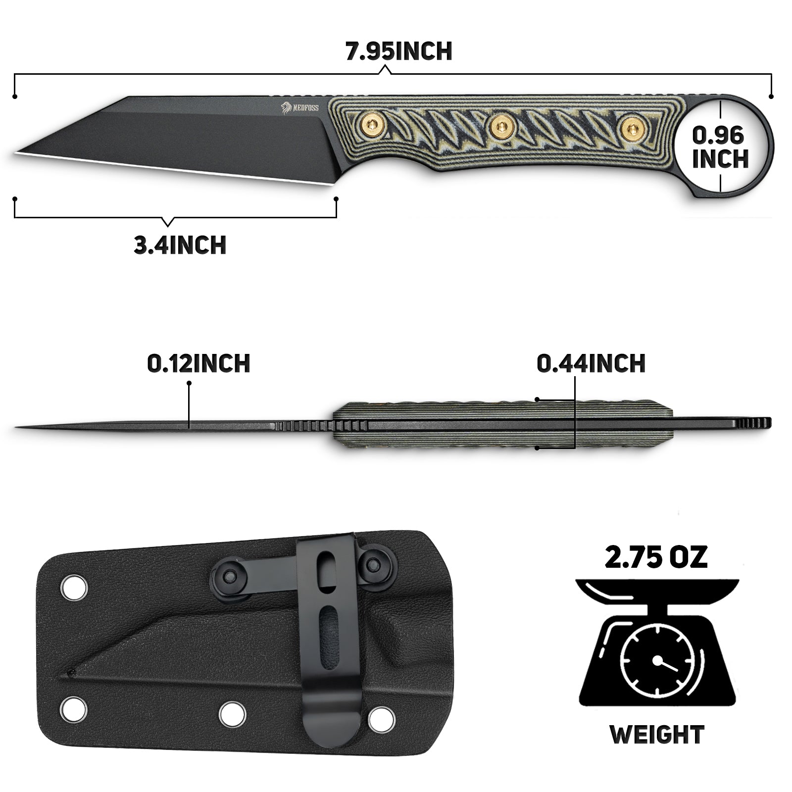 Boar Fixed Blade Knfie,D2 Steel Full Tang Blade Bushcraft Survival