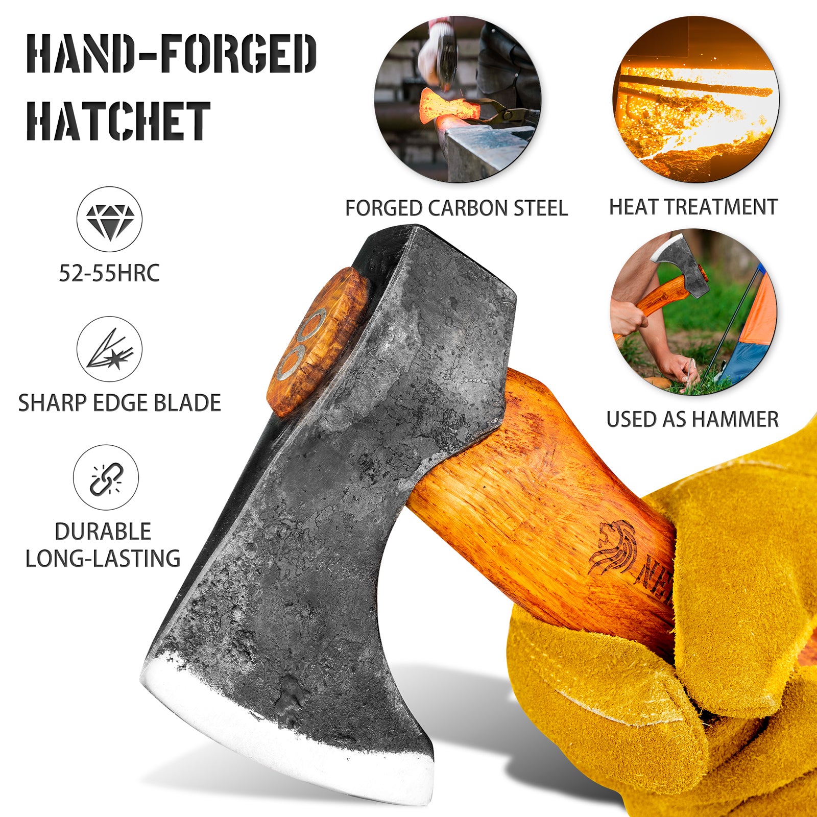 菰槌　古農耕具 NedFoss Hippo Outdoor Hatchet with Wooden Handle – NedFoss Knife