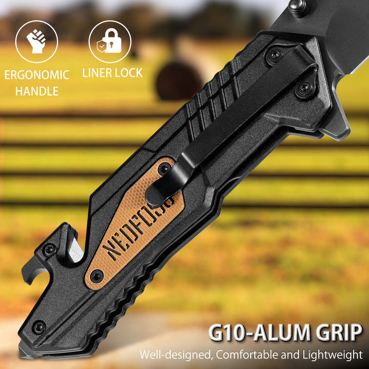 Nedfoss AK10 Tactical Pocket Folding Knife, 4 in 1 EDC Knife,3.6" 8CR14MOV Blade