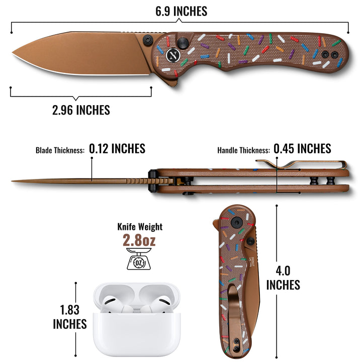 NedFoss DONUT 2.96" 14C28N Steel Blade Pink EDC Pocket Knife with Button Lock