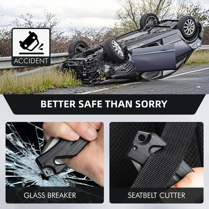 NedFoss FA49N Pro EDC Pocket Knife  4-in-1 Tactical Multitool Folding Knife with Glass Breaker, Seat Belt Cutter & Bottle Opener