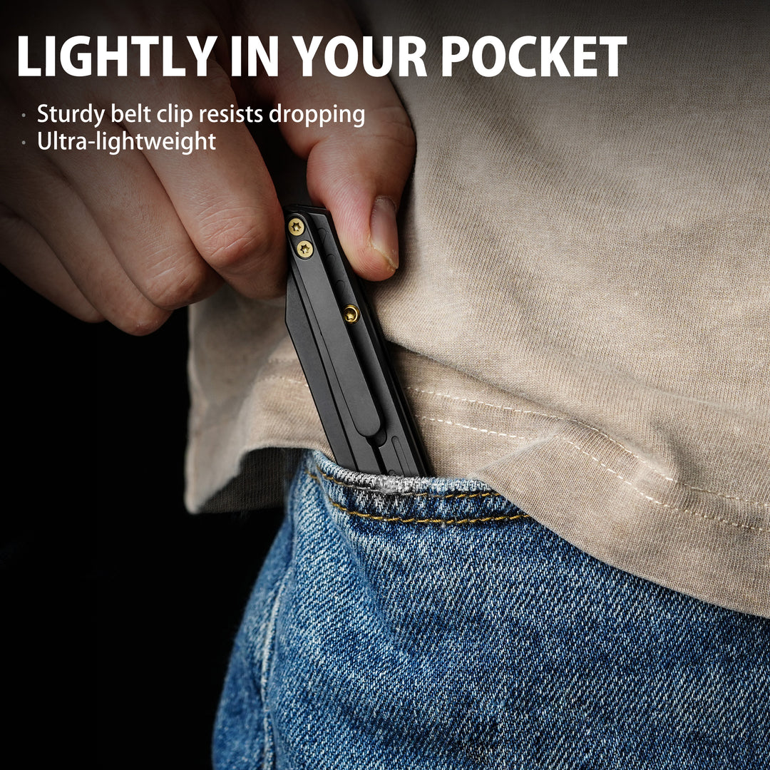 VALHALLA Slim EDC Pocket Knife, 3'' D2 Steel Reverse Tanto Folding Knife, Compact Work Knife, Pocket Knife For Men with Clip, Frame Lock, Gift For Men Women