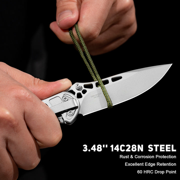 VALHALLA EDC Pocket Knife, 3.48'' Folding Pocket Knife for Men, Cool Knife with Stainless Steel Blade, Full Steel Skeleton Design, Lightweight & Easy Carry