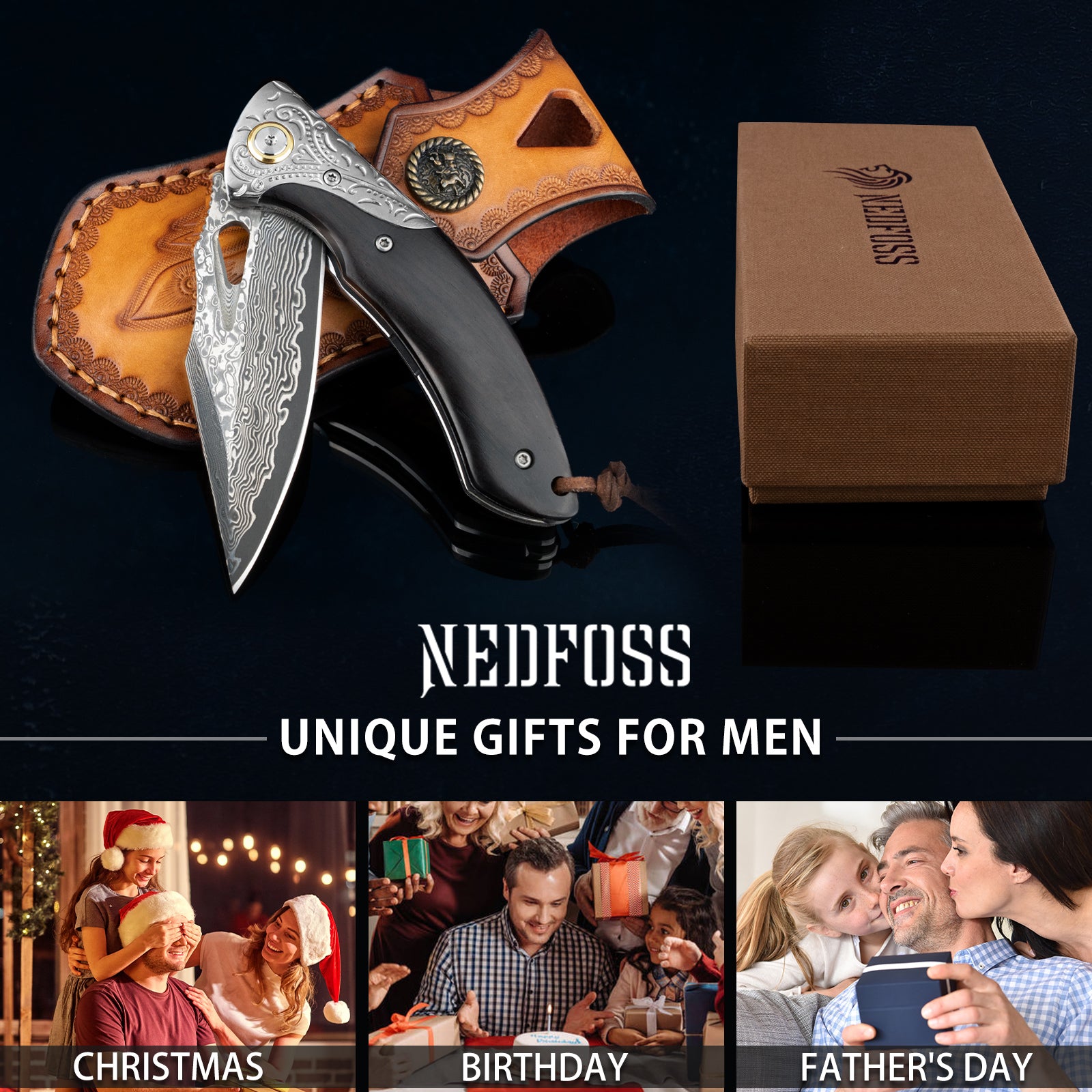 Griffin Damascus Pocket Knife, VG10 Damascus Steel Blade – NedFoss