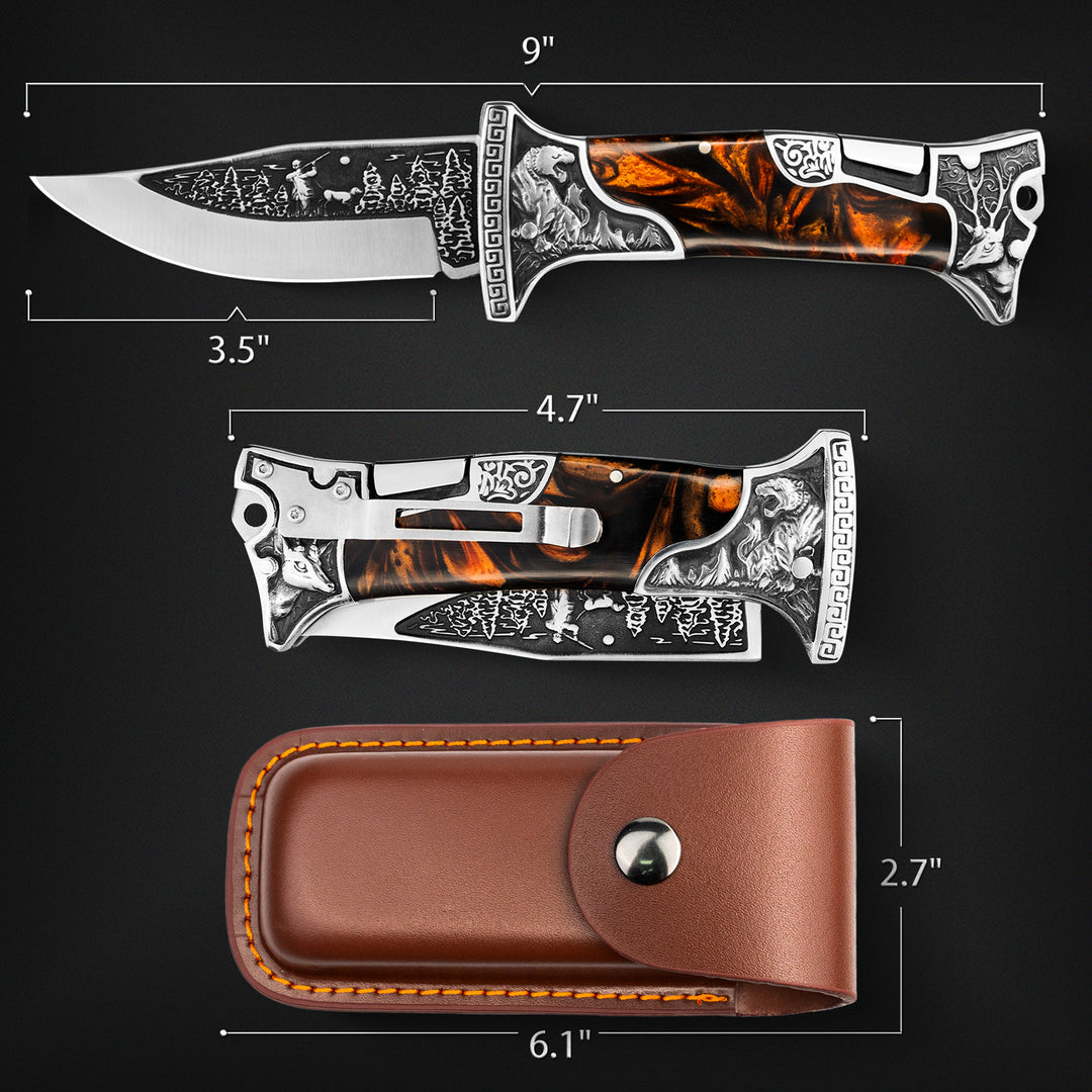 NedFoss tiger-shark 2.75 Damascus Pocket Knife with Engraved Pattern –  NEDFOSS OFFICIAL STORE