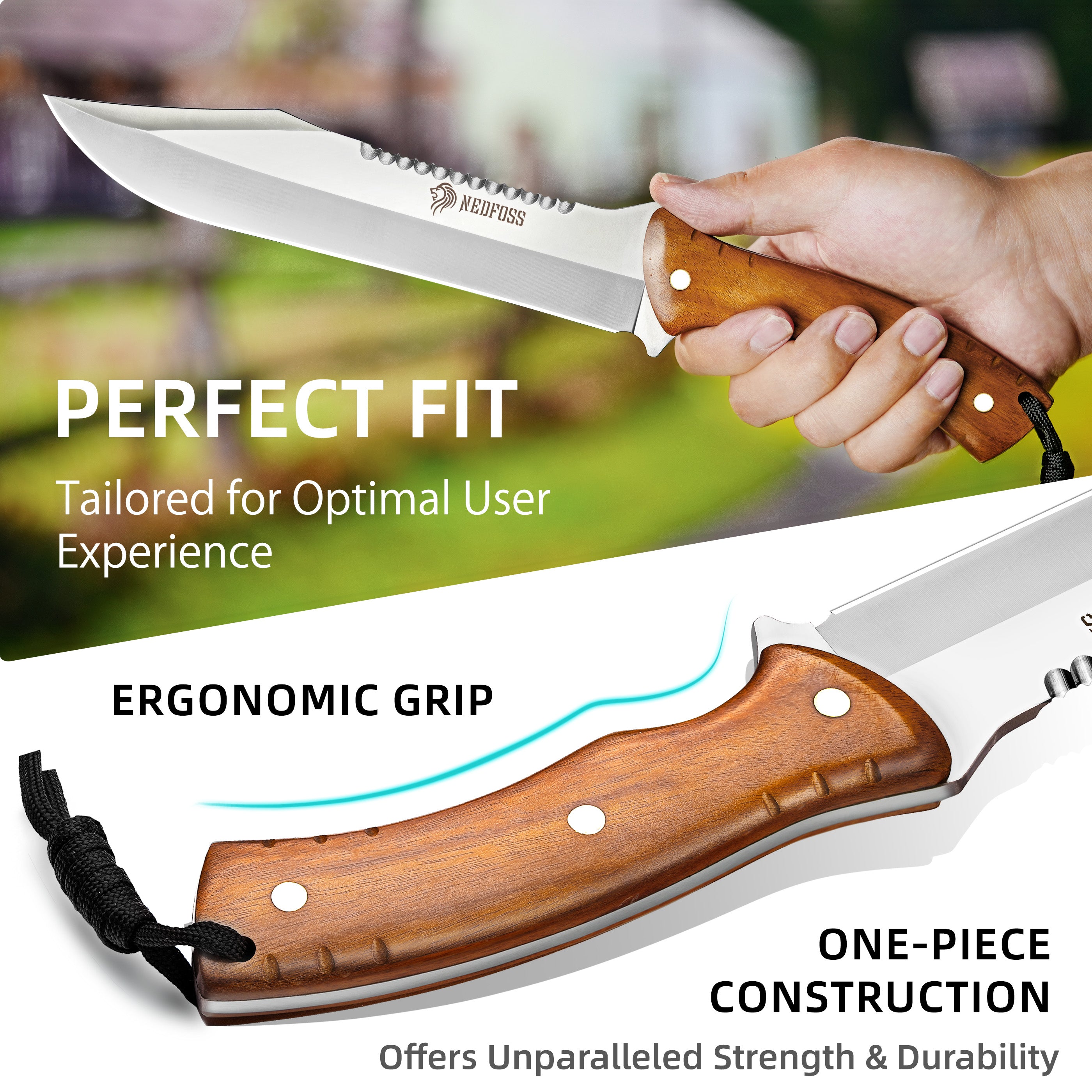NedFoss Jungle-King Full tang Fixed Blade Bowie Knife – NedFoss Knife