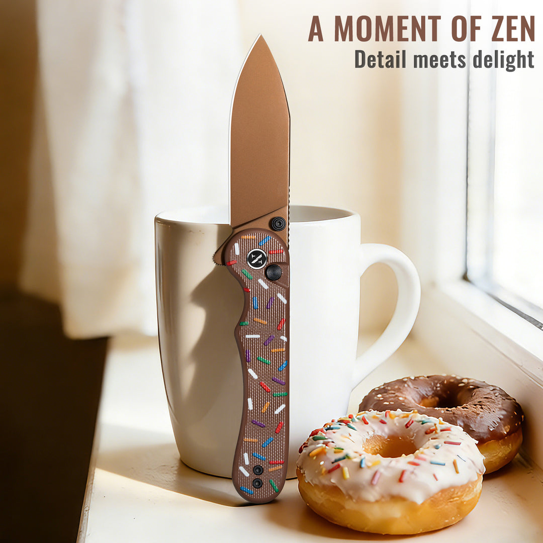 NedFoss DONUT 2.96" 14C28N Steel Blade Pink EDC Pocket Knife with Button Lock