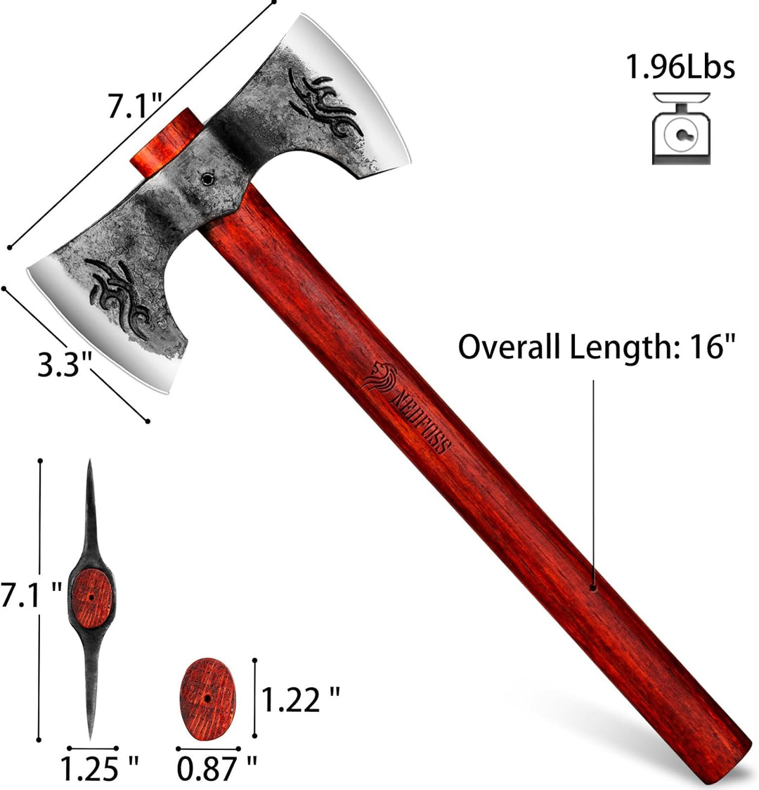 NEDFOSS 16" Champion Throwing Axe Set, 2 Pack Throwing Axes and Tomahawks with 1065 High Carbon Steel & Wooden Handle, Perfect for Axe Throwing Game, Recreation and Competition, Gift for Men