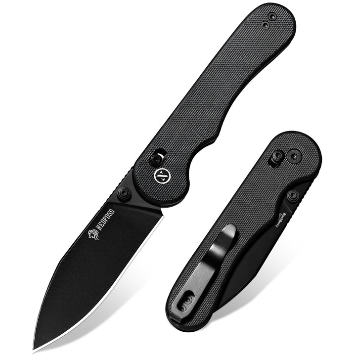 NedFoss BLACKBERRIES 2.9" PVD Black 14C28N Steel Blade EDC Folding Pocket Knife with G10 Handle