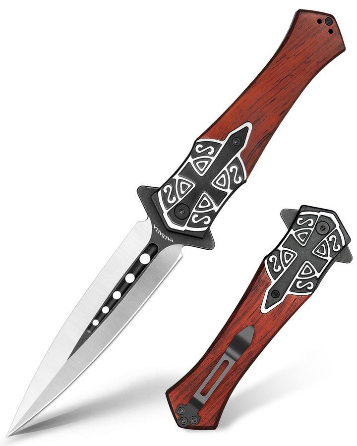 VALHALLA PASTOR Pocket Knife, 3.7'' D2 Steel Blade, 3D Retro Embossed, Liner Lock