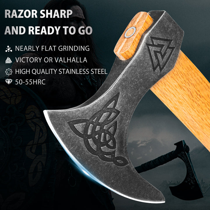 Raggers Viking Axe Tomahawk with Leather Sheath Inspired by Ragnar Lothbrok