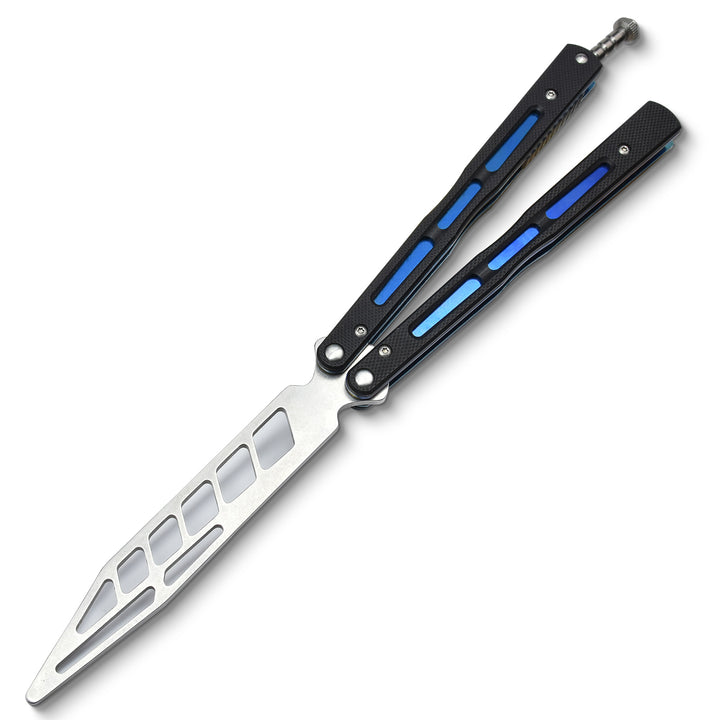 Butterfly-Messertrainer, NedFoss Balisong-Übungstrainer mit stumpfer Klinge und G10-Griff, Training Swith Blade Messer Flipper butterweich, tolles Fingertrainingsgeschenk für Anfänger und Kinder, Schwarz/Rosa 