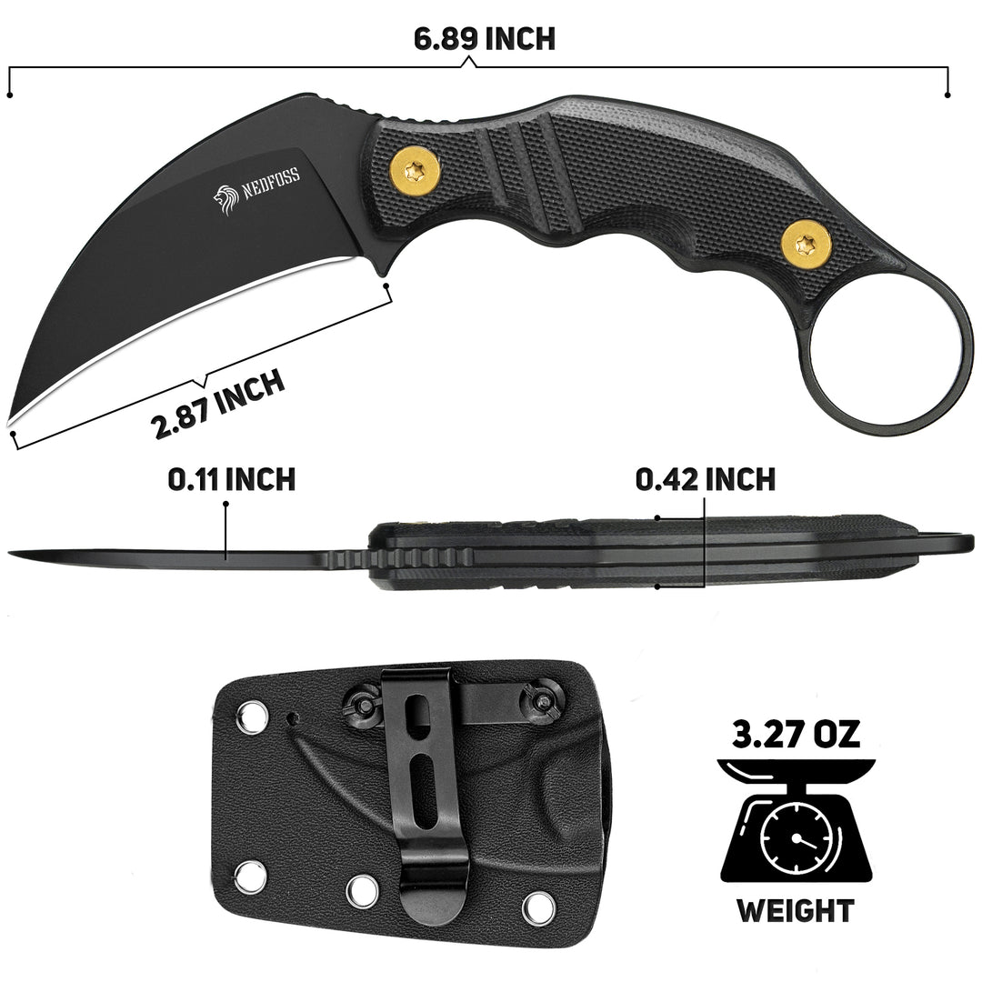 NedFoss VULTURE 2.3" 14C28N Steel Mini Utility Tactical EDC Knife with Chain Lanyard