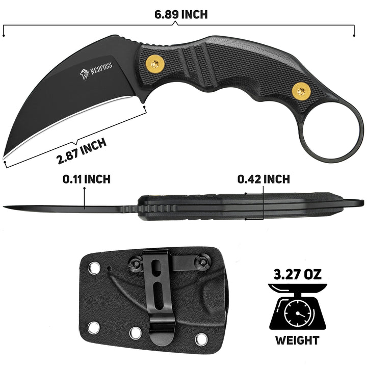 NedFoss VULTURE 2.3" 14C28N Steel Mini Utility Tactical EDC Knife with Chain Lanyard