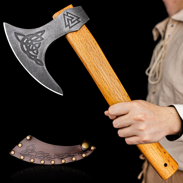 NedFoss Raggers 16" Viking Axe Tomahawk with Leather Sheath Inspired by Ragnar Lothbrok