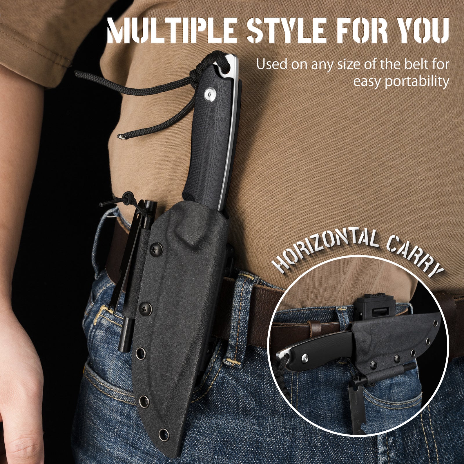 Free-Wolf Fixed Blade Survival Knife with G10 Handle, Comes with