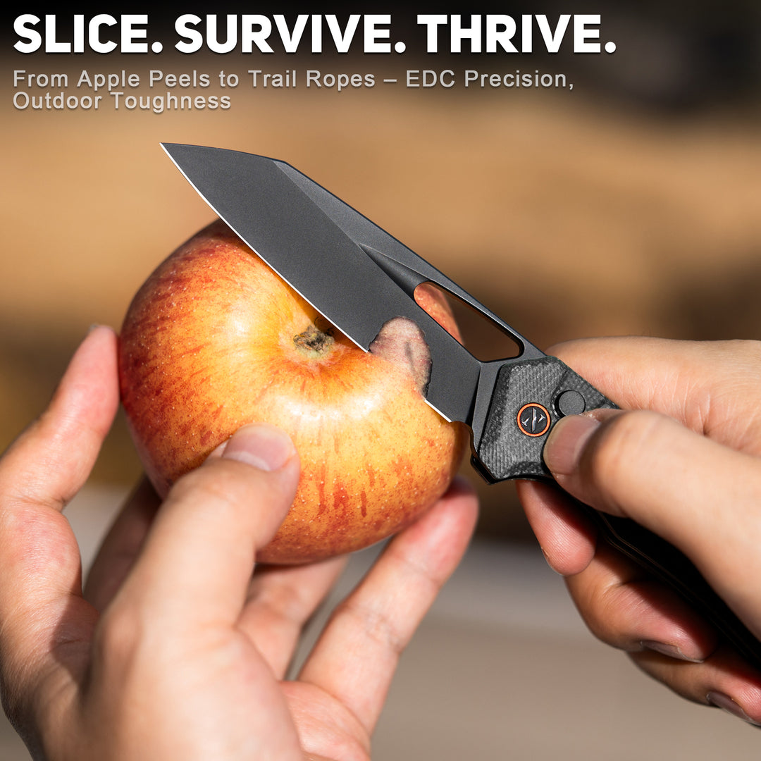 NedFoss BLACK MAMBA Pro EDC Folding Pocket Knife, 3.5" Razor Sharp 14C28N Reverse Tanto Blade, Upgraded Button Lock, Micarta Handle & Deep Carry Clip, Tactical Camping Knife Gift for Men & Women