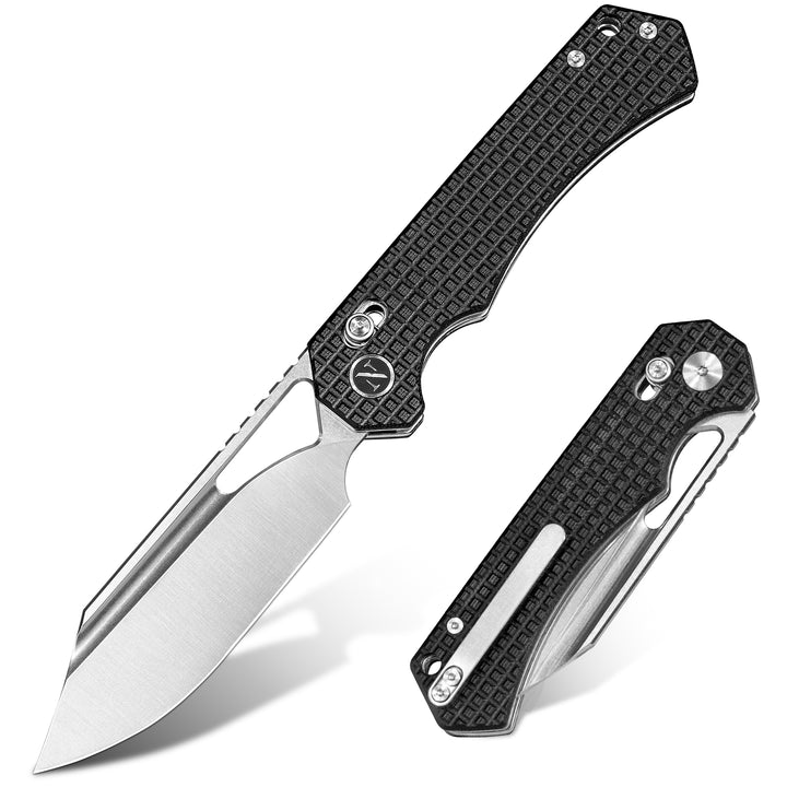 NedFoss COUGAR Folding Pocket Knife, 3.43" Sandvik 14C28N Blade, Lightweight G10 Handle, Sharp Crossbar Lock Knife for EDC
