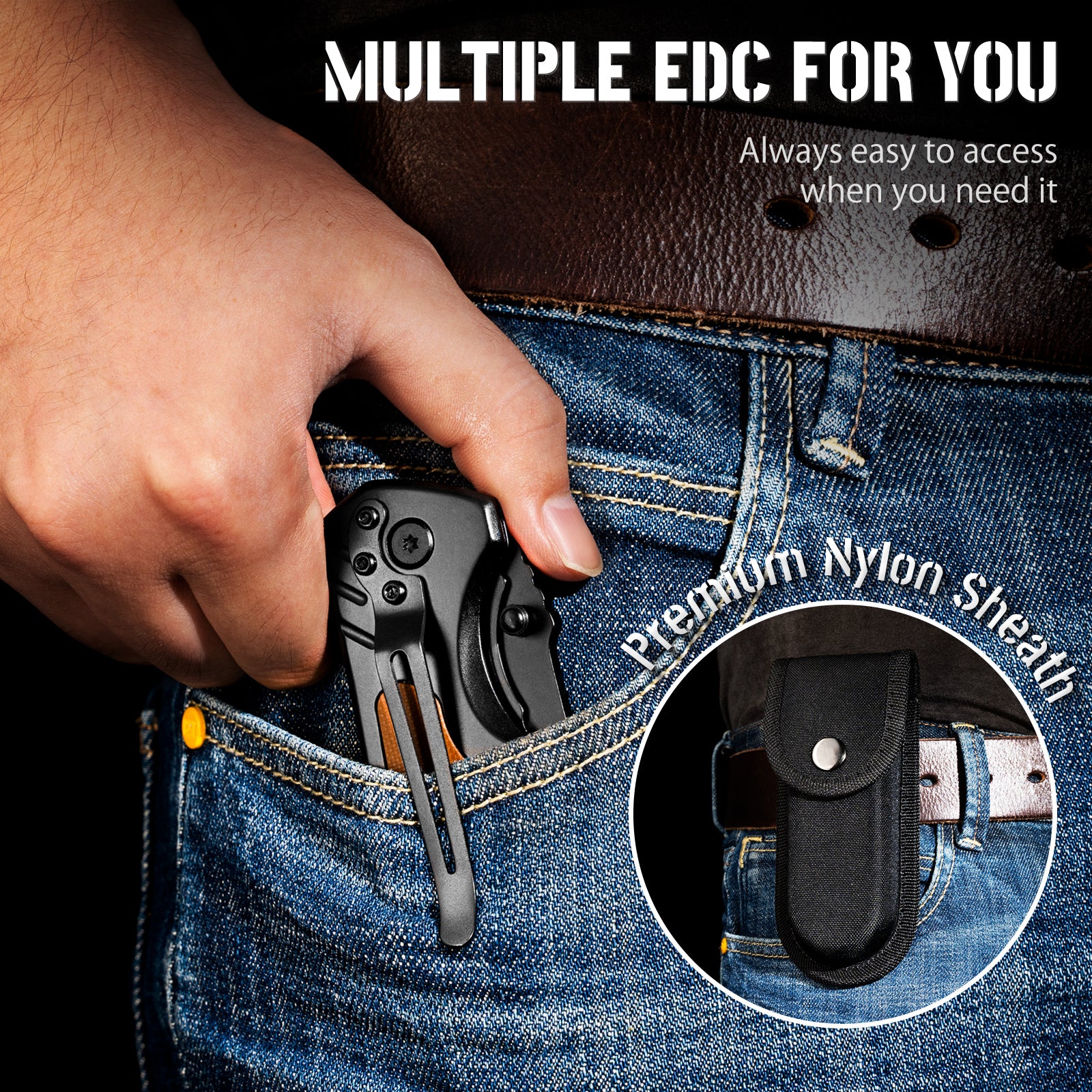 NF18 Pocket Knife, EDC Tactical Folding Knife with Glass Breaker