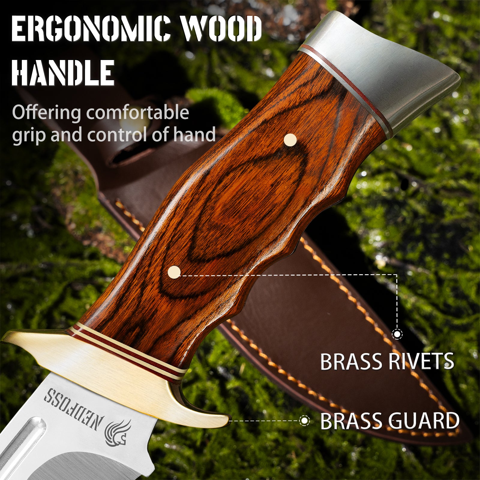 Nedfoss SA78 Fixed Blade Bowie Knife with Leather Sheath – NedFoss