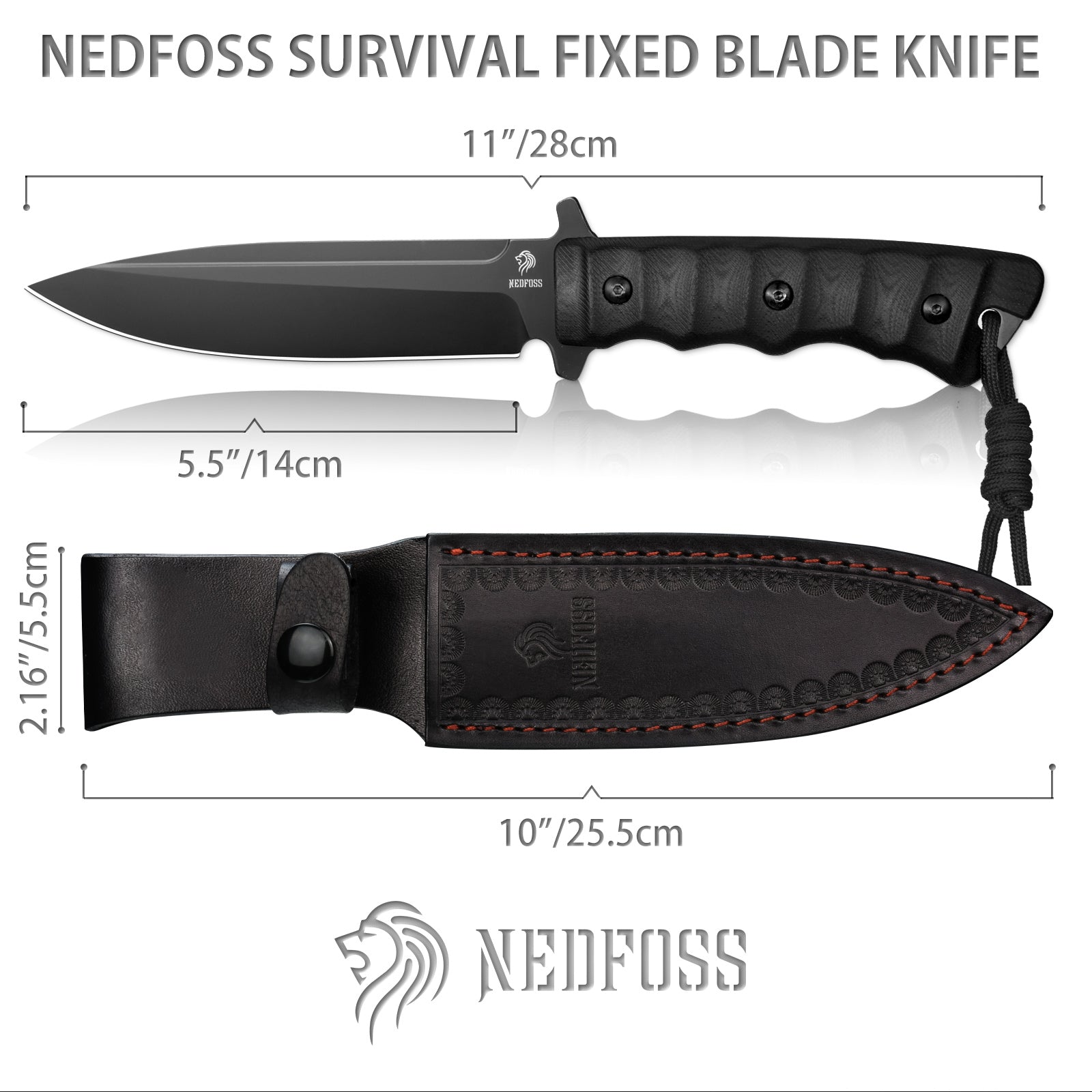 Phoenix Fixed Blade Bowie Knife,8Cr14Mov Blade and G10 Handle