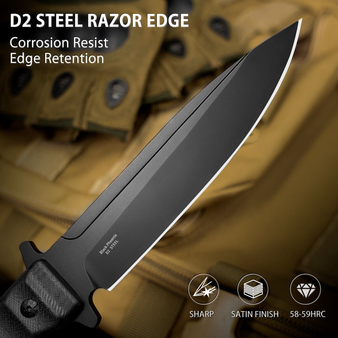 Nedfoss Phoenix 5.5" 8Cr14Mov Fixed Blade Bowie Knife with G10 Handle