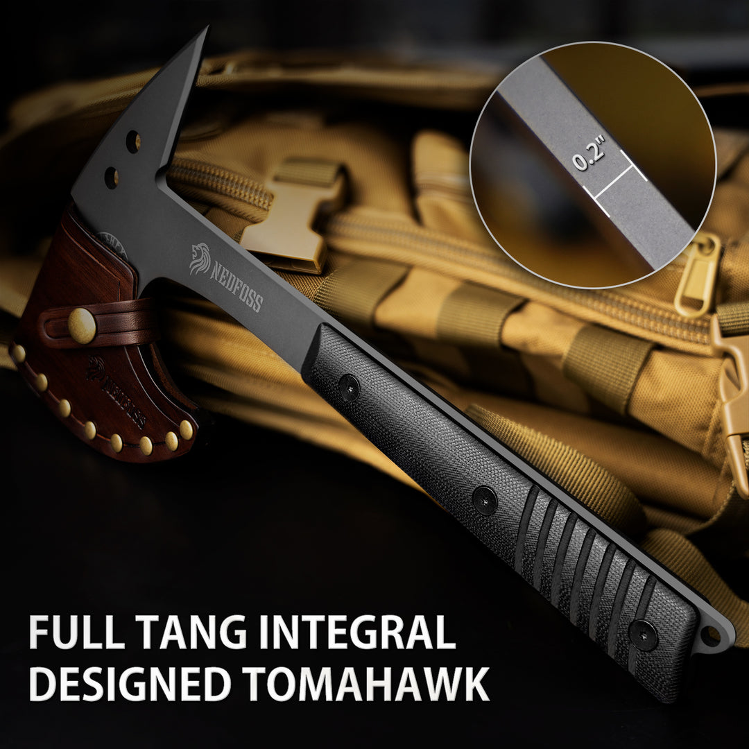 Eagle Full Tang Tactical Tomahawk and Viking Axe with Spike and Leather Sheath, Survival Hatchets