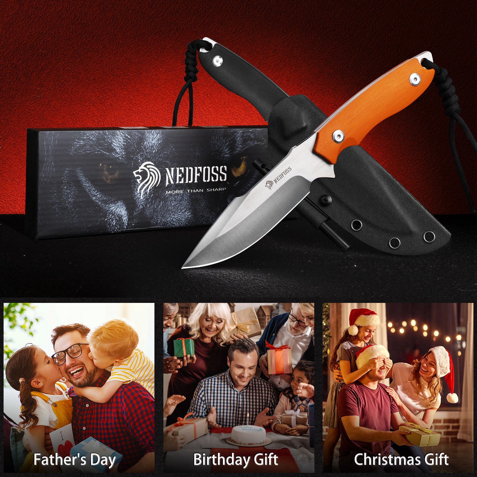 Free-Wolf Fixed Blade Survival Knife with G10 Handle, Comes with