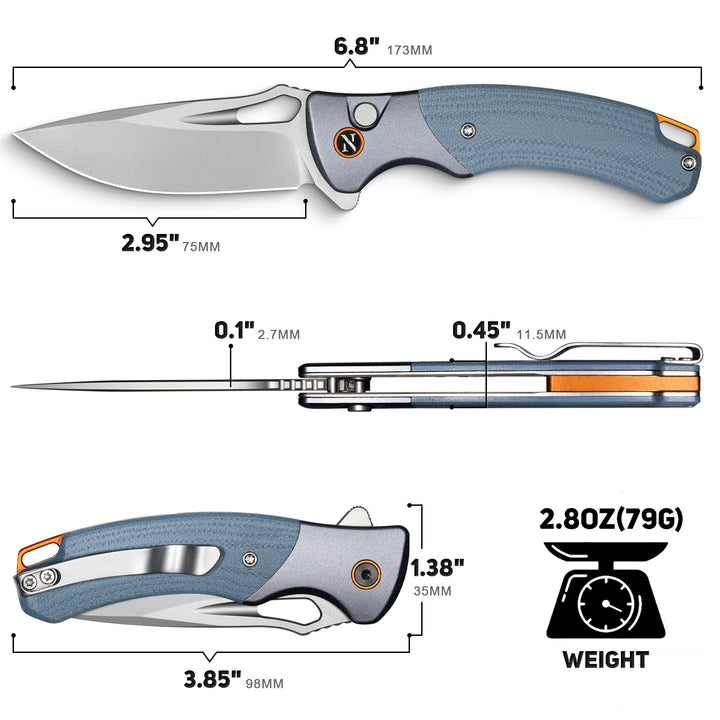 NedFoss Heron 2.95" Japanese VG10 Steel Blade EDC Pocket Knife with Button Lock