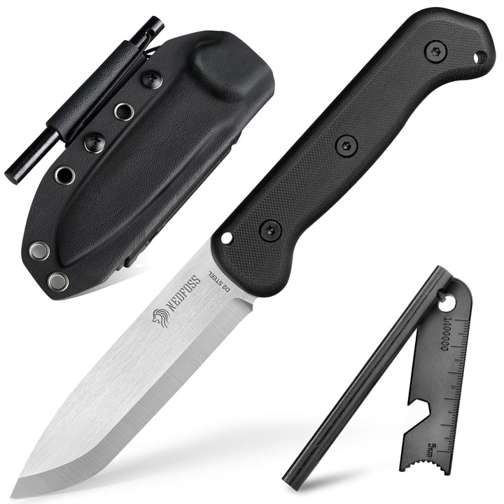 NedFoss SEALION 4" D2 Steel Full Tang Bushcraft Knife with Fire Starter