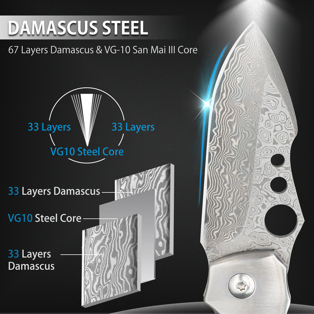  NedFoss Swordfish Damascus Pocket Knife for Men