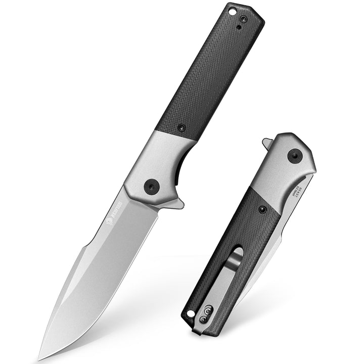 NedFoss BEAST 3.42" Black D2 Steel Folding Pocket Knife  with Blue Totem G10 Handle