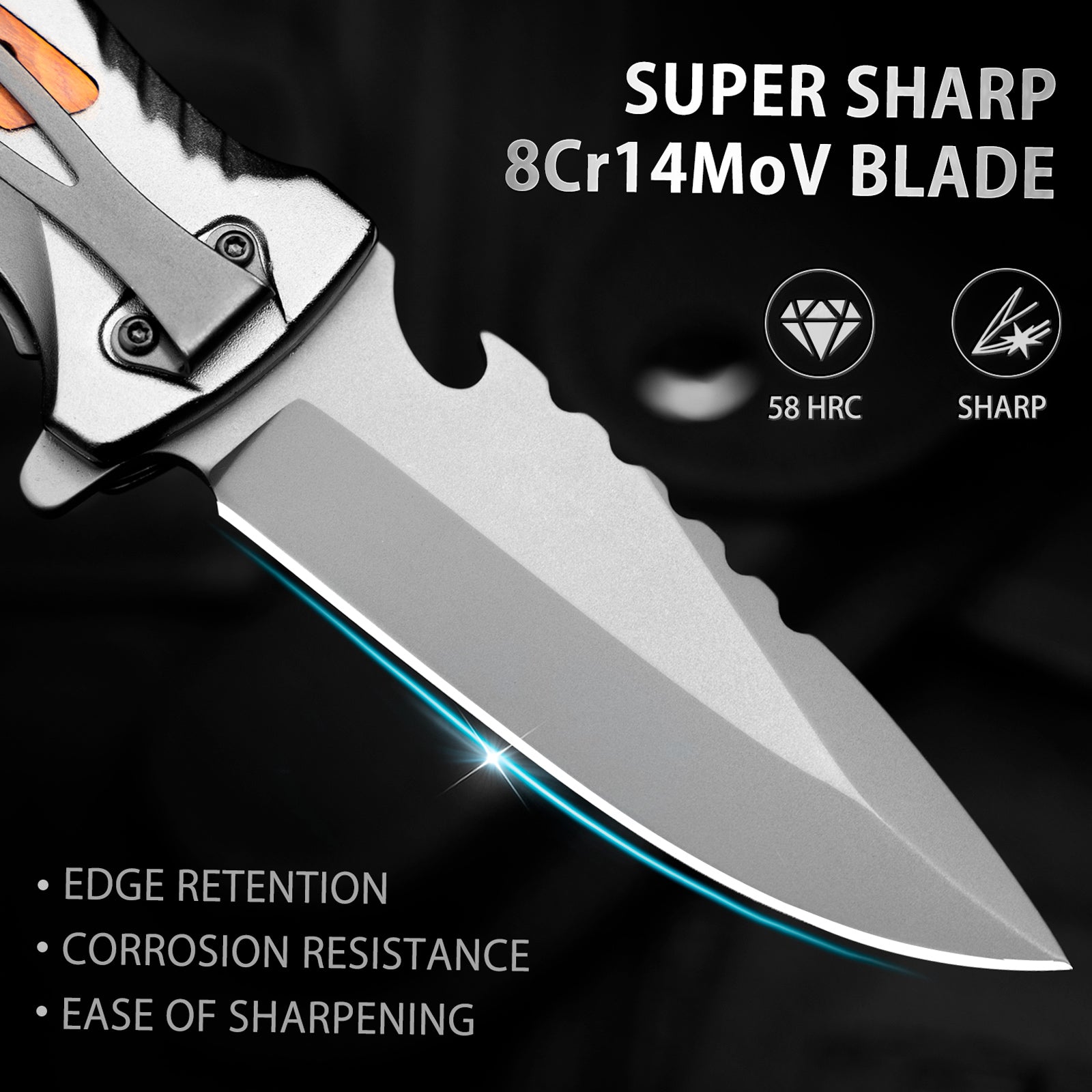 DA169 Tactical Pocket Knife, Folding Knife with Seat Belt