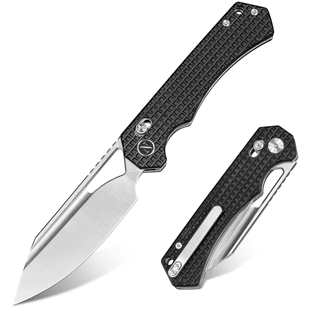 NedFoss COUGAR Folding Pocket Knife, 3.43" Sandvik 14C28N Blade, Lightweight G10 Handle, Sharp Crossbar Lock Knife for EDC