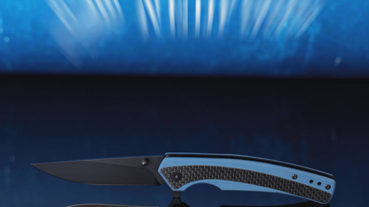 NedFoss Dolphin 3.5" Pocket Knife (Carbon-Fiber and G10 Handle, D2 Steel Black PVD Blade ) 3.4oz
