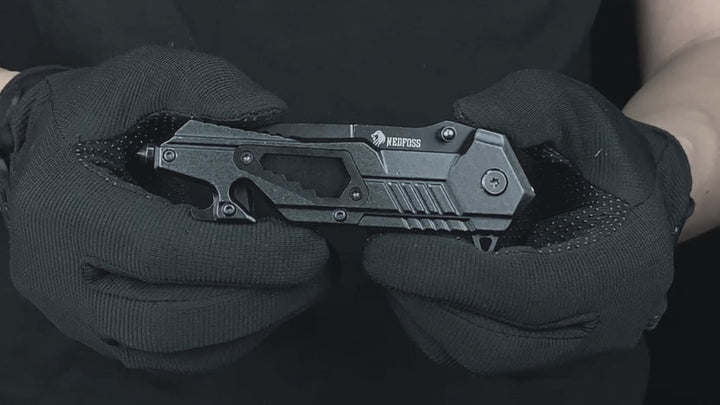 NedFoss AK10 Tactical Pocket Folding Knife, 7 in 1 Spring-assisted EDC Knife with Liner-Lock, Belt Clip, Seat Belt Cutter, Glass Breaker