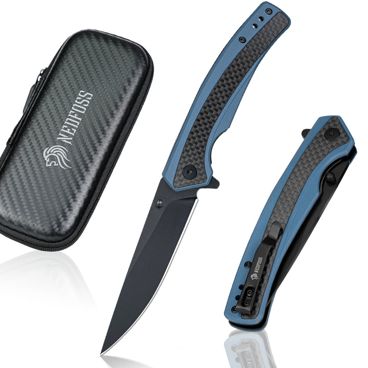 NedFoss Dolphin Pocket Knife,Carbon-Fiber and  D2 Steel Blade